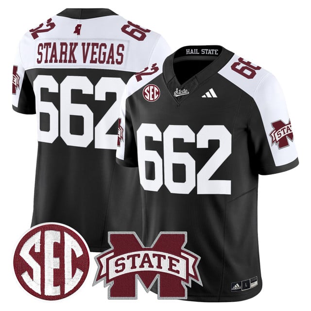 Men's Mississippi State Bulldogs 'Dark Mode' Vapor Limited Jersey black #662 Stark Vegas
