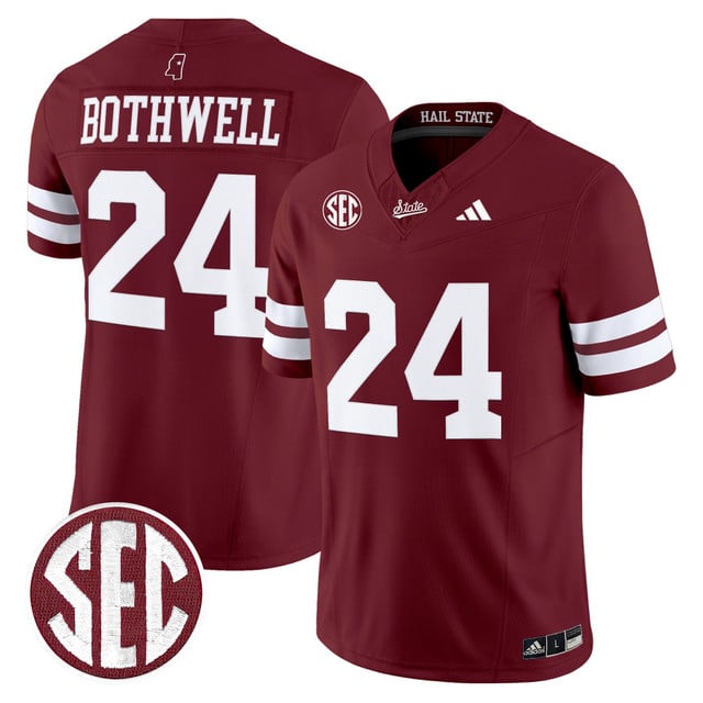 Men's Mississippi State Bulldogs 'Dark Mode' Vapor Limited Jersey maroon #24 Fluff Bothwell