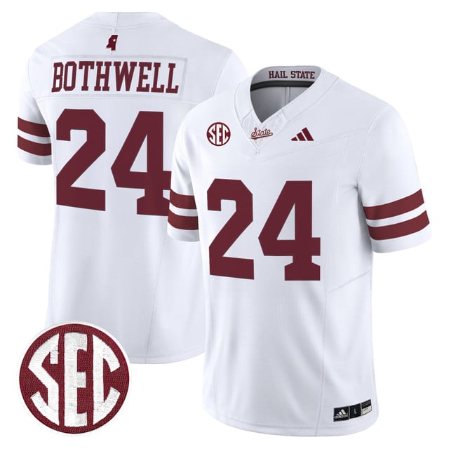 Men's Mississippi State Bulldogs 'Dark Mode' Vapor Limited Jersey white #24 Fluff Bothwell