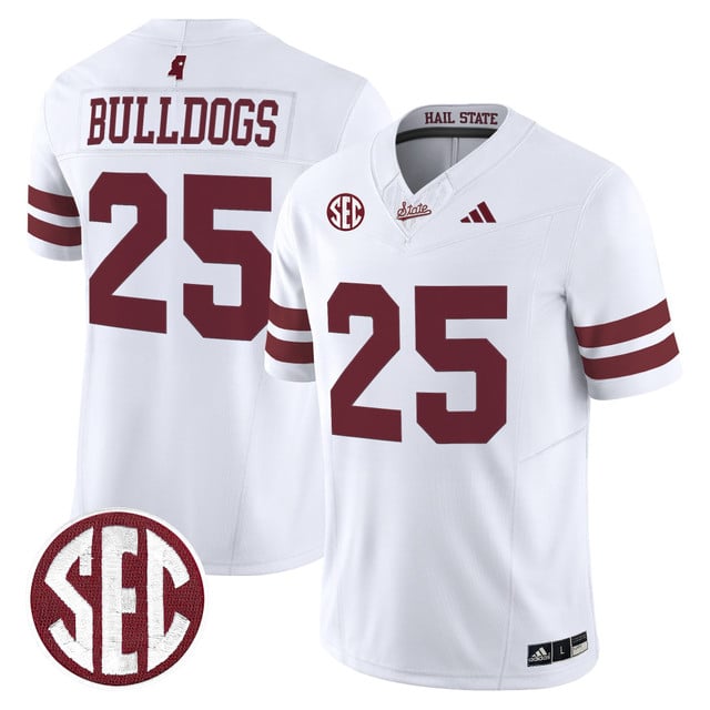 Men's Mississippi State Bulldogs 'Dark Mode' Vapor Limited Jersey white #25 Bulldogs