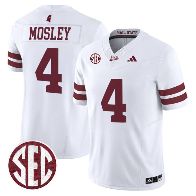 Men's Mississippi State Bulldogs 'Dark Mode' Vapor Limited Jersey white #4 Jordan Mosley