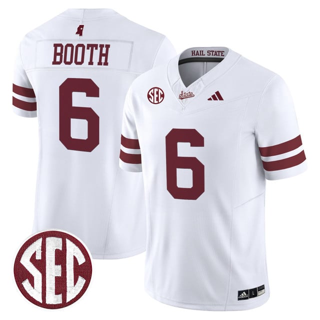 Men's Mississippi State Bulldogs 'Dark Mode' Vapor Limited Jersey white #6 Davon Booth