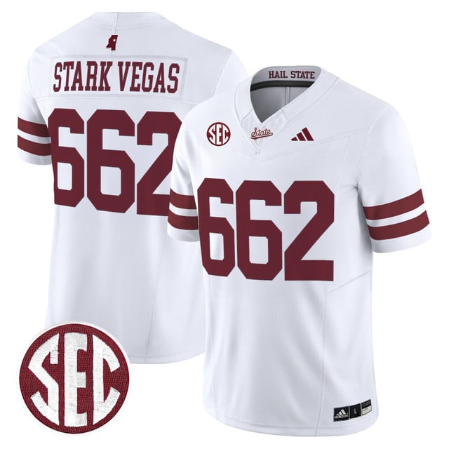 Men's Mississippi State Bulldogs 'Dark Mode' Vapor Limited Jersey white #662 Stark Vegas