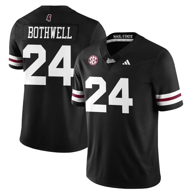 Men's Mississippi State Football Darkness Limited Jersey #24 Fluff Bothwell
