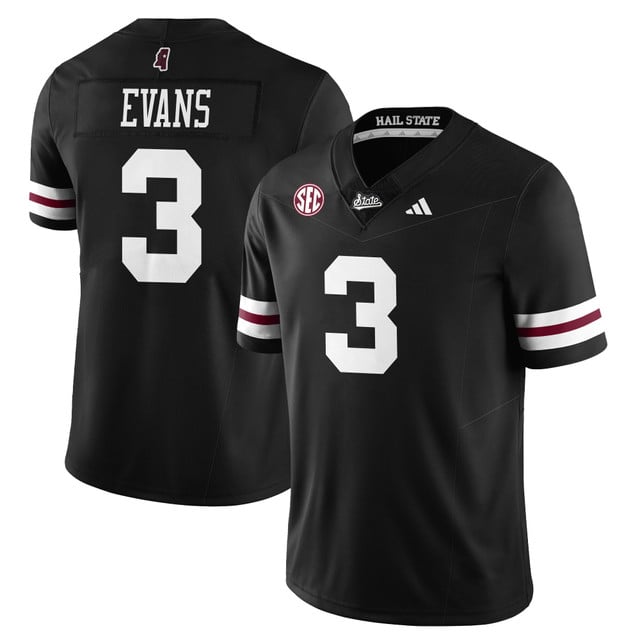 Men's Mississippi State Football Darkness Limited Jersey #3 Anthony Evans III