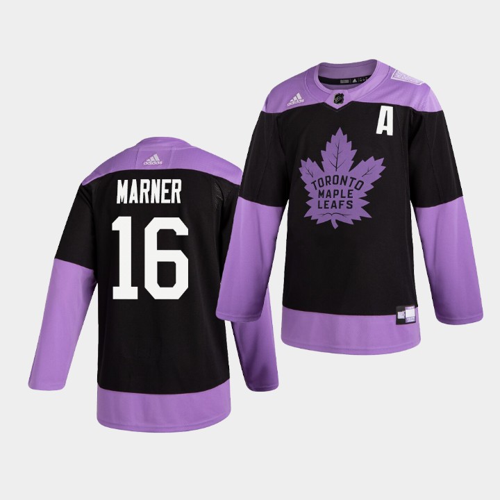 Men's Mitch Marner Maple Leafs #16 Practice Hockey Fights Cancer Jersey