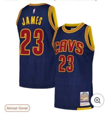 Men's Mitchell Ness LeBron James Navy Cleveland Cavaliers 201516 Hardwood Classics Authentic Jersey