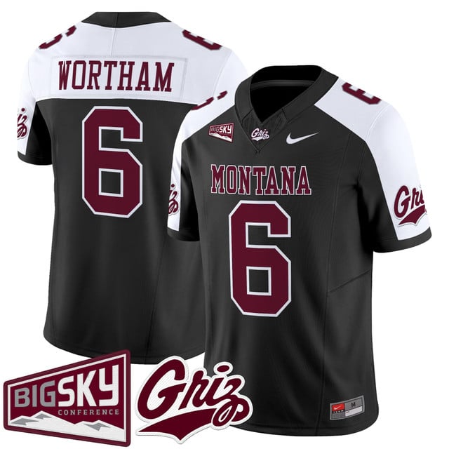 Men's Montana Grizzlies 2025 Vapor Limited Jersey black alternate #6 Michael Wortham