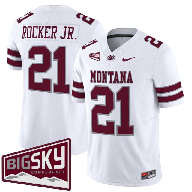 Men's Montana Grizzlies 2025 Vapor Limited Jersey white #21 Stevie Rocker Jr.