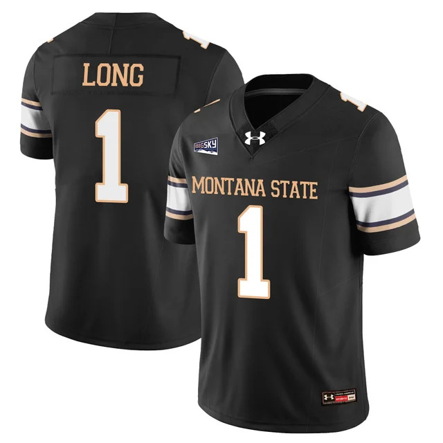 Men's Montana State Bobcat Football Jersey - All Stitched black  #1 chris long