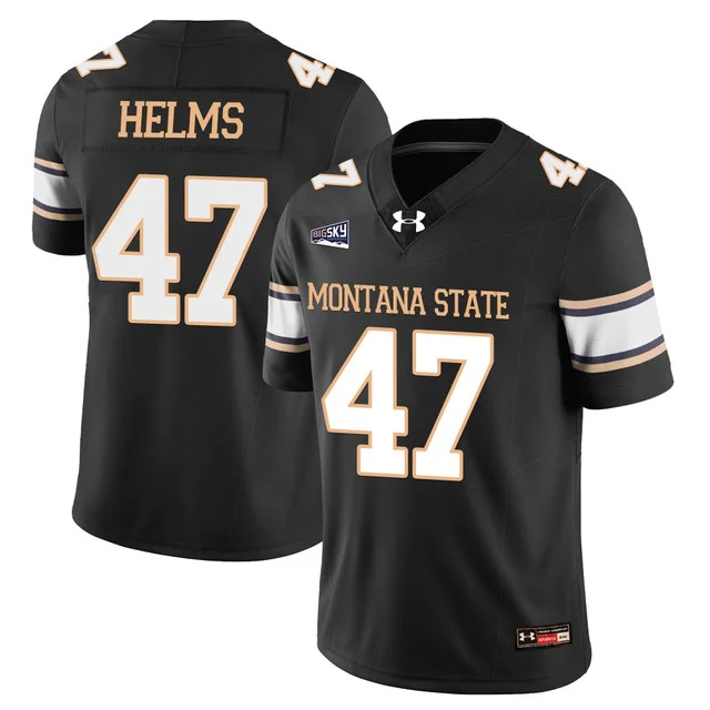 Men's Montana State Bobcat Football Jersey - All Stitched black #47 george helms