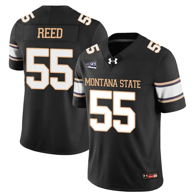 Men's Montana State Bobcat Football Jersey - All Stitched black #55 JT Reed