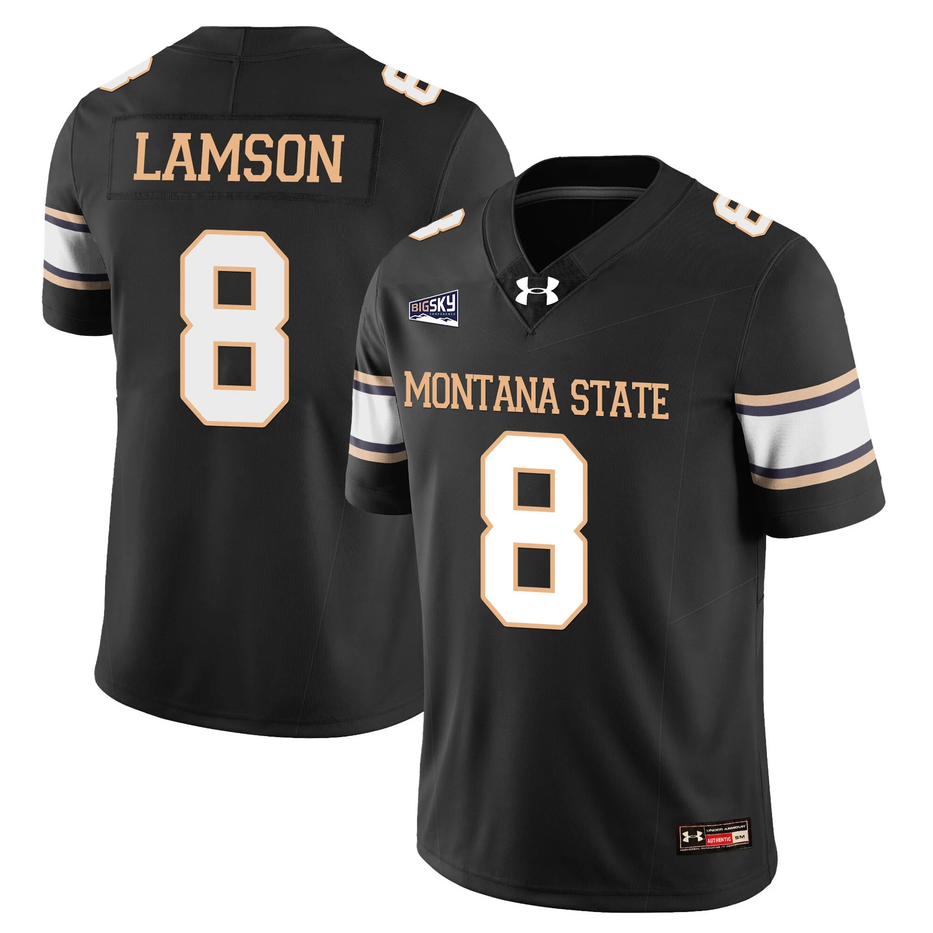 Men's Montana State Bobcat Football Jersey - All Stitched black #8 Justin lamson
