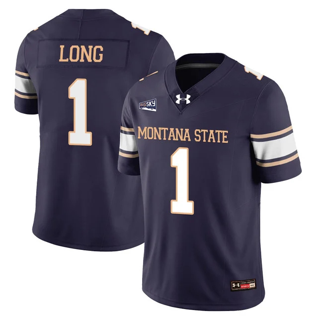 Men's Montana State Bobcat Football Jersey - All Stitched navy #1 chris long