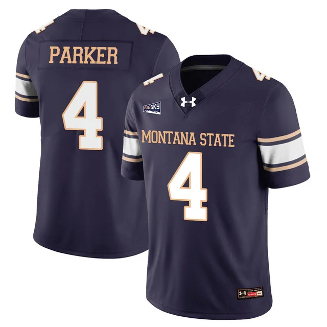 Men's Montana State Bobcat Football Jersey - All Stitched navy #4 bryson parker