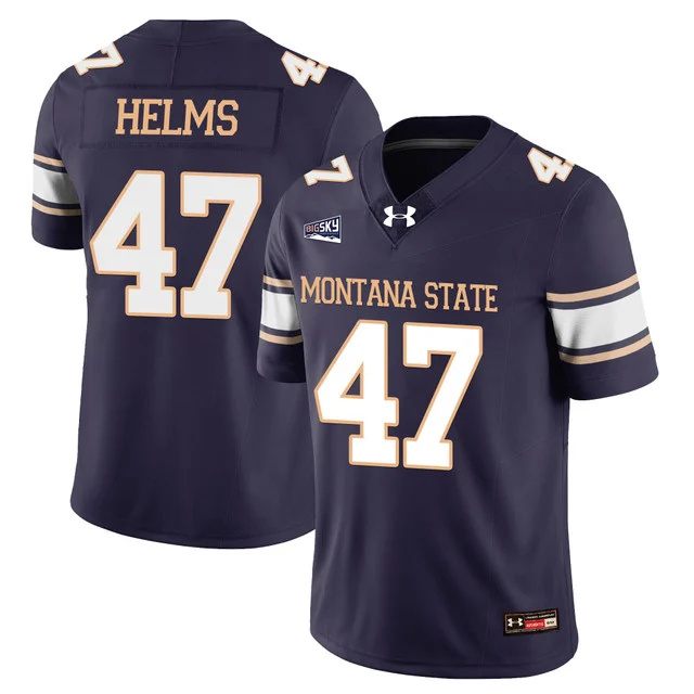 Men's Montana State Bobcat Football Jersey - All Stitched navy #47 george helms