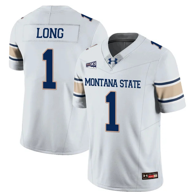 Men's Montana State Bobcat Football Jersey - All Stitched white #1 chris long