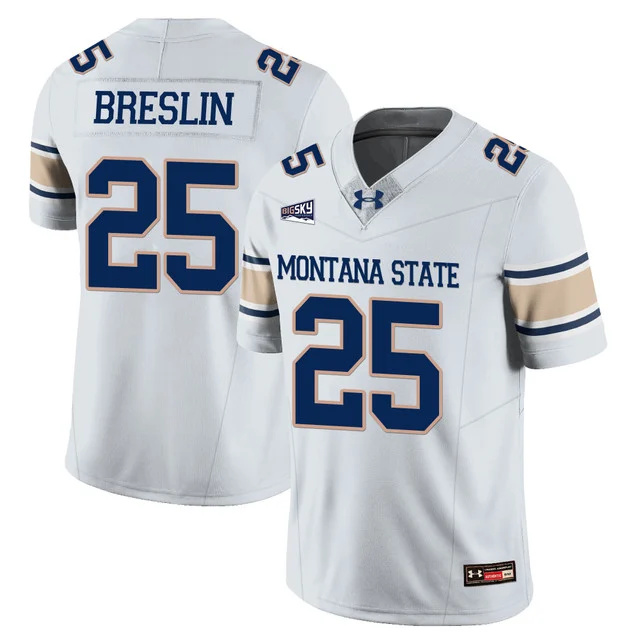 Men's Montana State Bobcat Football Jersey - All Stitched white #25 cale breslin
