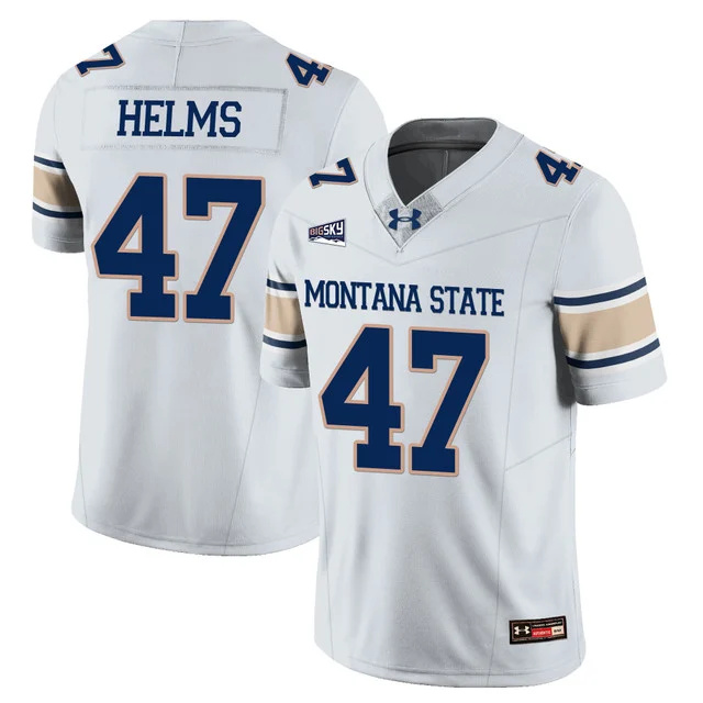 Men's Montana State Bobcat Football Jersey - All Stitched white #47 george helms