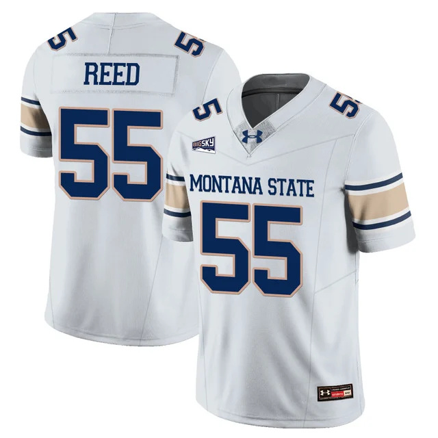 Men's Montana State Bobcat Football Jersey - All Stitched white #55 JT Reed