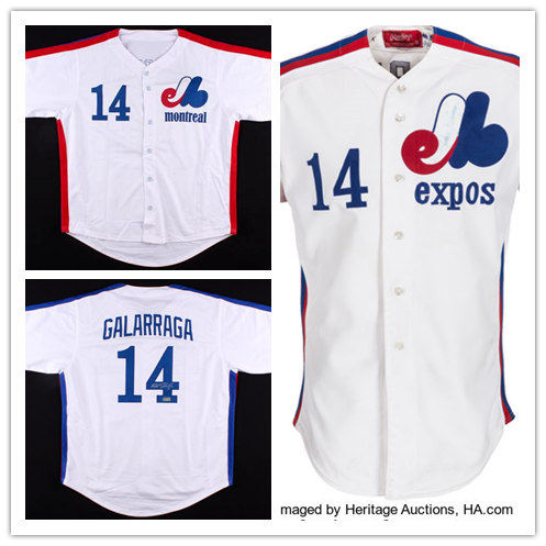 Men's Montreal Expos #14 ANDRES GALARRAGA White Throwback Baseball Jersey