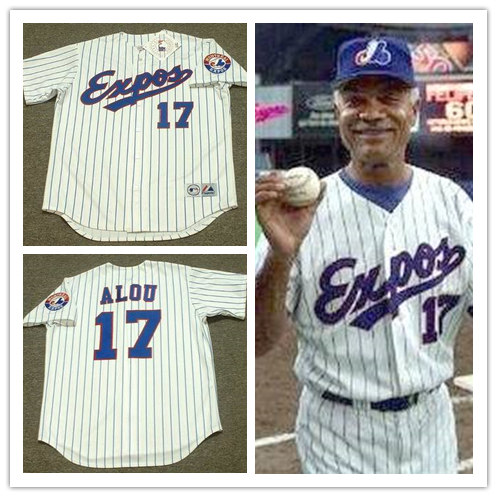 Men's Montreal Expos #17 FELIPE ALOU 1994 Majestic Throwback Home Baseball Jersey