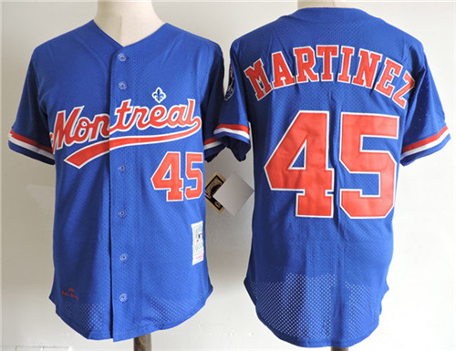 Men's Montreal Expos #45 PEDRO MARTINEZ 1994 Majestic Throwback Baseball Jersey