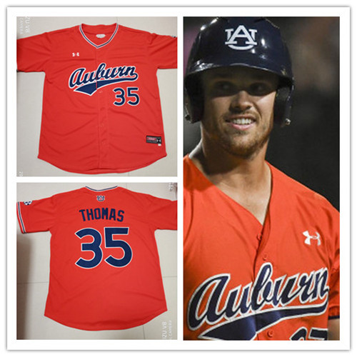 Men's NCAA Auburn Tigers #35 Frank Thomas Orange Under Armour College Baseball Jersey