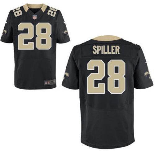 Men's NEW ORLEANS SAINTS #28 CJ Spiller Nike Black Elite Football Jersey