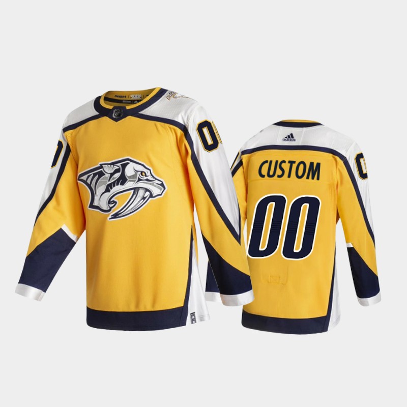 Men's Nashville Predators Custom Adidas 2021 Gold NHL Retro Reverse Edition Jersey Stitched
