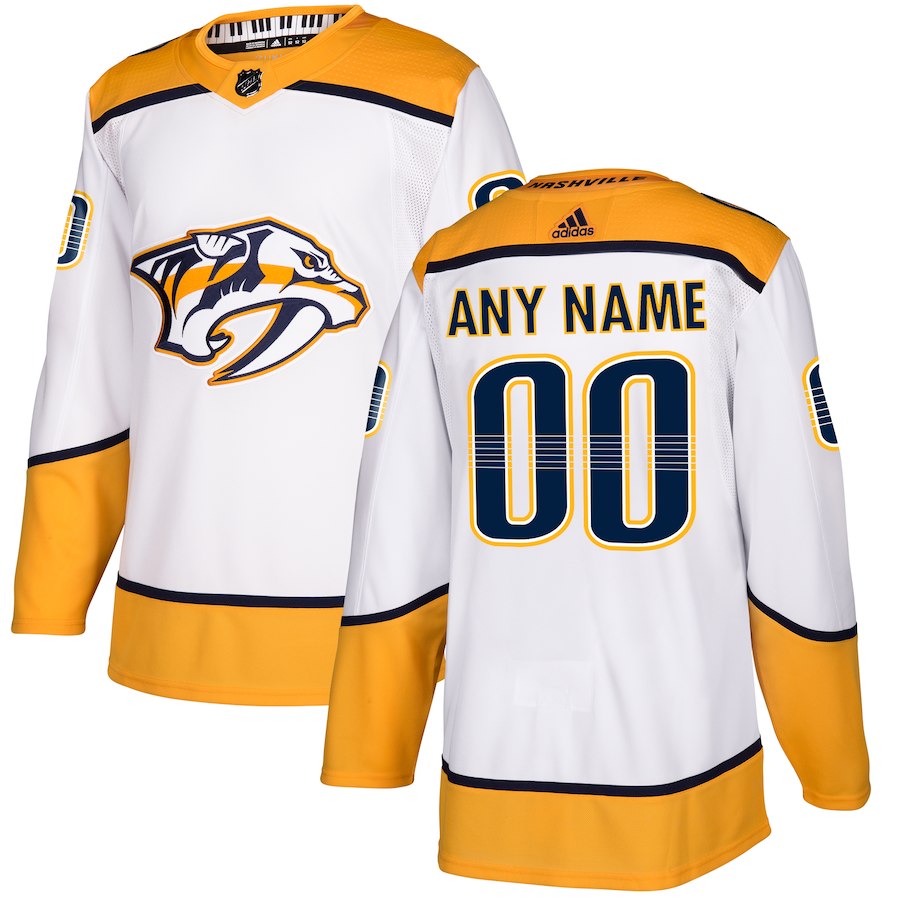 Men's Nashville Predators Custom Adidas Away White Jersey Stitched