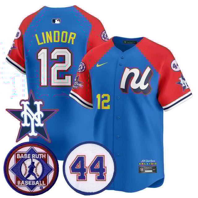 Men's National League 2025 MLB All-Star Jersey V3 blue red #12 Francisco Lindor