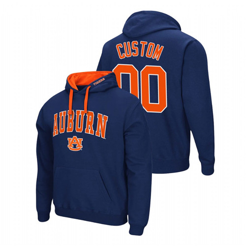 Men's Navy Auburn Tigers Custom Arch & Logo 2.0 Pullover Hoodie