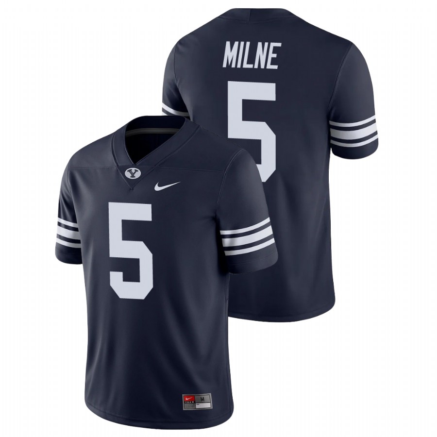 Men's Navy BYU Cougars Dax Milne Game College Football Jersey