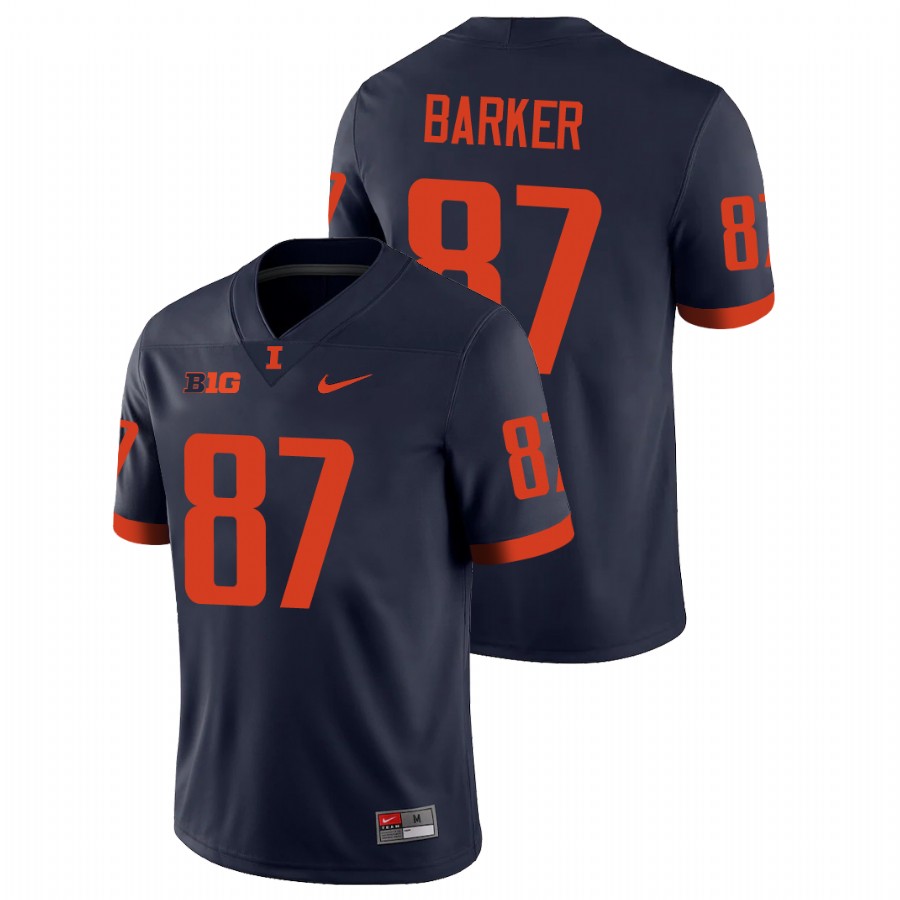 Men's Navy Illinois Fighting Illini Daniel Barker College Football Jersey