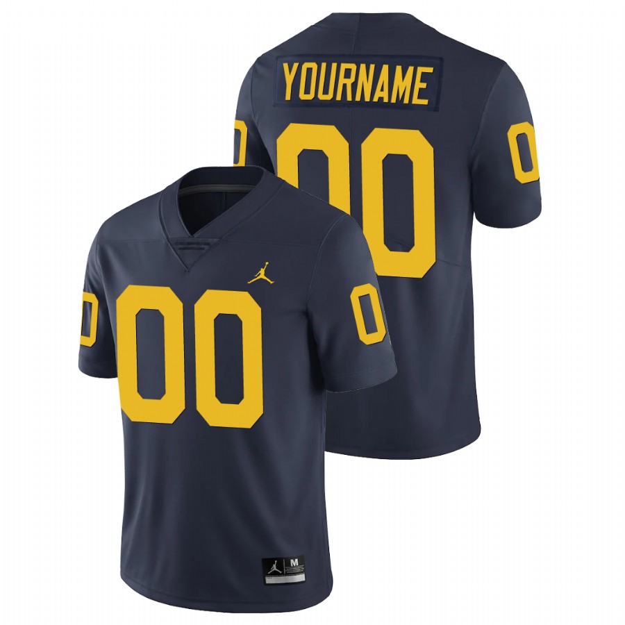 Men's Navy Michigan Wolverines Custom Limited Football Jersey 