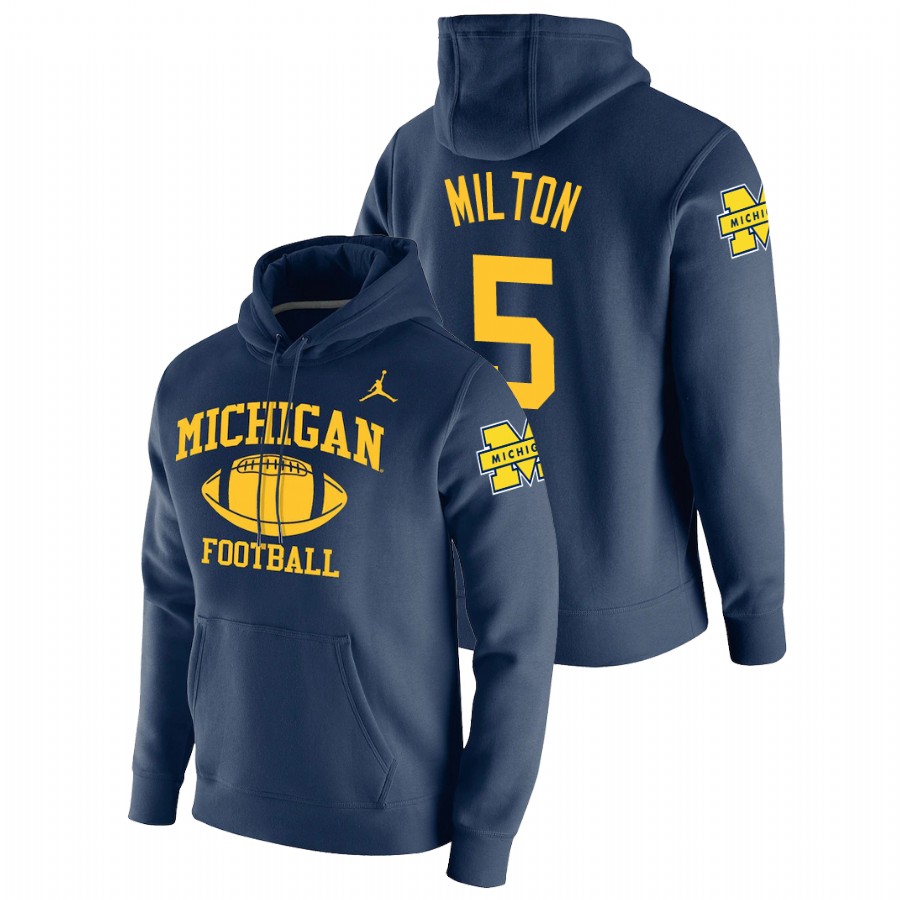 Men's Navy Michigan Wolverines Joe Milton Retro Football Pullover Hoodie