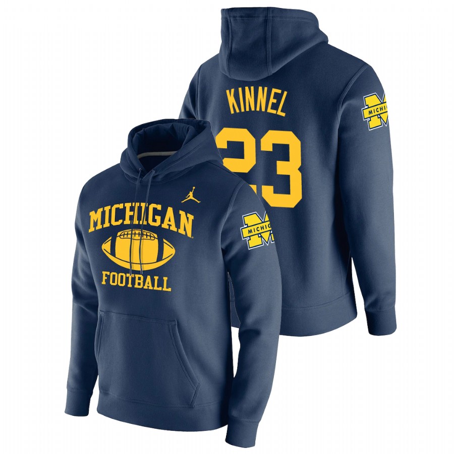Men's Navy Michigan Wolverines Tyree Kinnel Retro Football Pullover Hoodie
