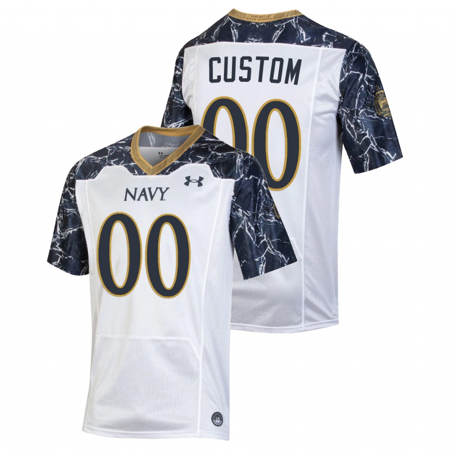 Men's Navy Midshipmen Custom #00 White Special Game Football Jersey