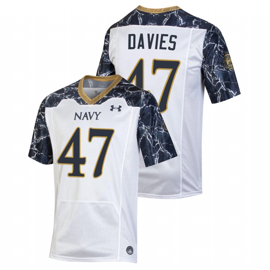 Men's Navy Midshipmen Daniel Davies #47 White Special Game Football Jersey