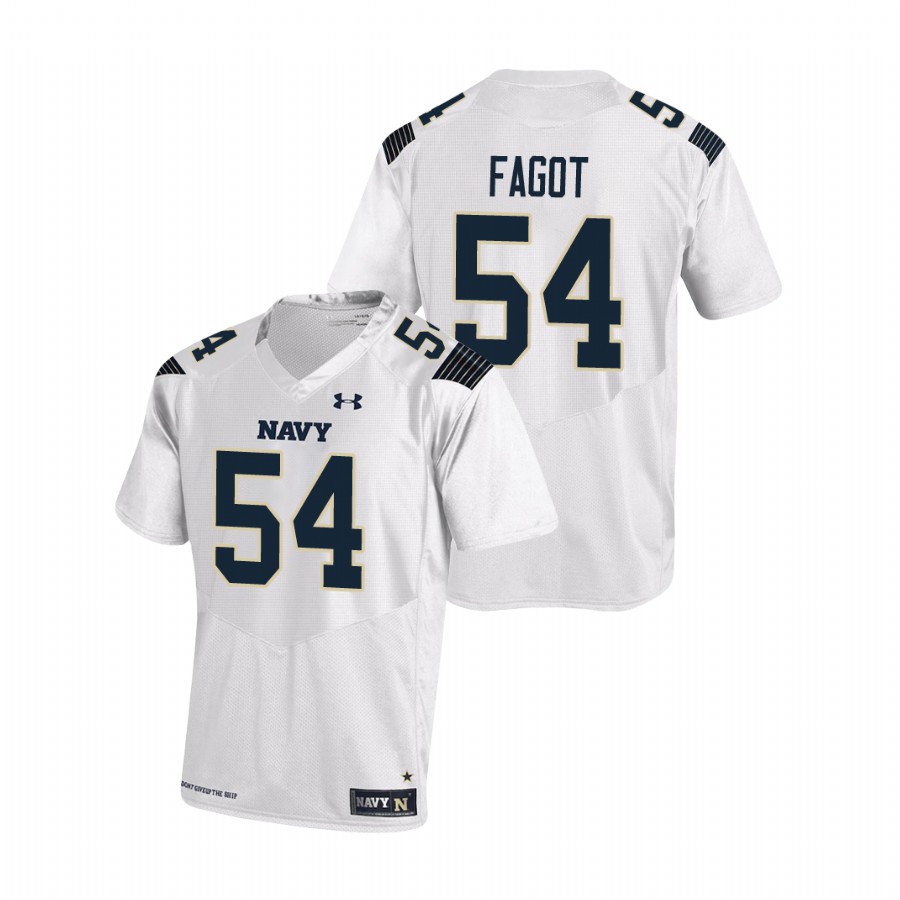 Men's Navy Midshipmen Diego Fagot #54 White Replica Football Jersey
