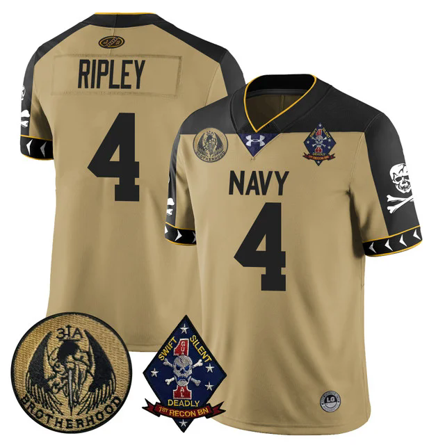 Men's Navy Midshipmen Lacrosse Jolly Rogers Vapor Limited Jersey #4 RICE RIPLEY.webp