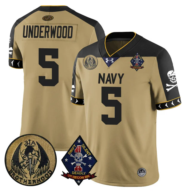 Men's Navy Midshipmen Lacrosse Jolly Rogers Vapor Limited Jersey #5 J.P. UNDERWOOD.webp