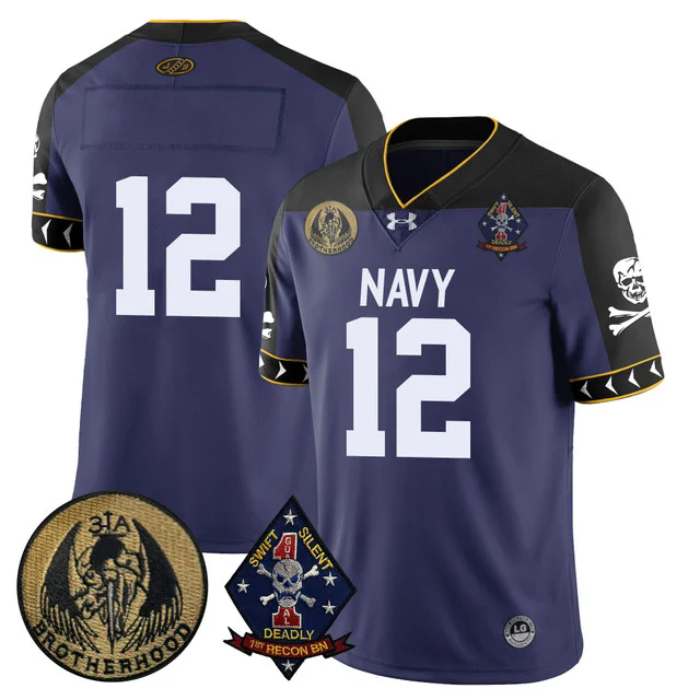 Men's Navy Midshipmen Lacrosse Jolly Rogers Vapor Limited Jersey NAVY #12.webp