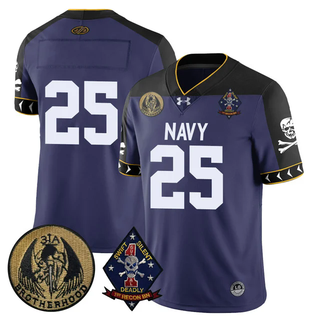 Men's Navy Midshipmen Lacrosse Jolly Rogers Vapor Limited Jersey NAVY #25.webp