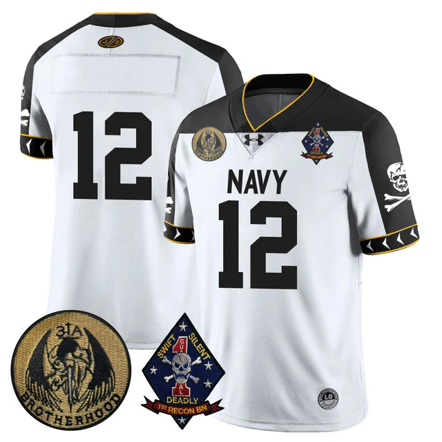 Men's Navy Midshipmen Lacrosse Jolly Rogers Vapor Limited Jersey WHITE #12.webp