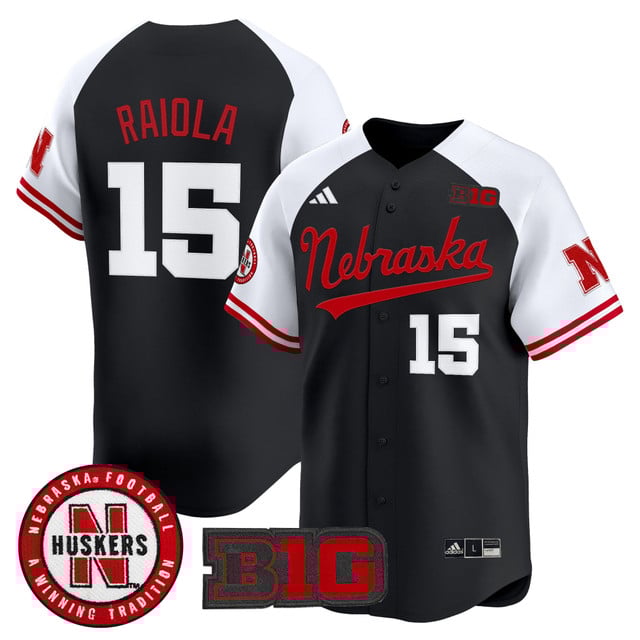 Men's Nebraska Cornhuskers 2025 Vapor Baseball Jersey black white #15 Dylan Raiola