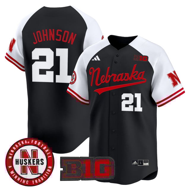 Men's Nebraska Cornhuskers 2025 Vapor Baseball Jersey black white #21 Emmrtt Johnson