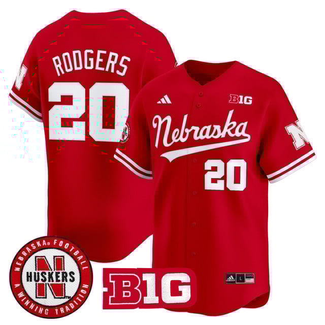Men's Nebraska Cornhuskers 2025 Vapor Baseball Jersey red #20 Johnny Rodgers