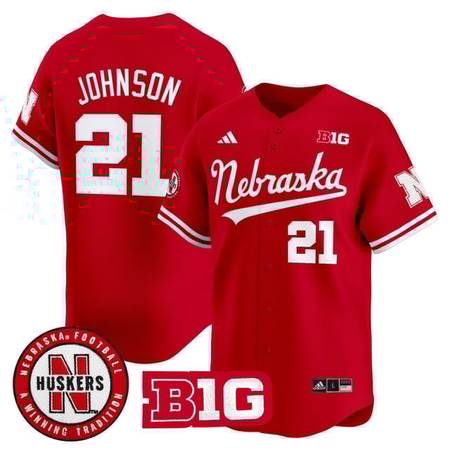 Men's Nebraska Cornhuskers 2025 Vapor Baseball Jersey red #21 Emmrtt Johnson